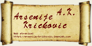 Arsenije Kričković vizit kartica